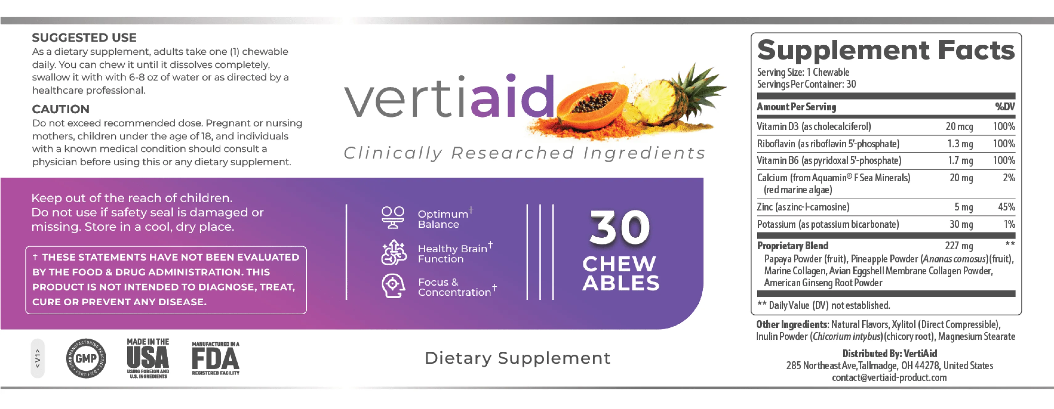 VertiAid Ingredients